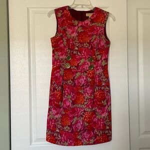 Michael by Michael Kors Red and Pink Floral cocktail dress